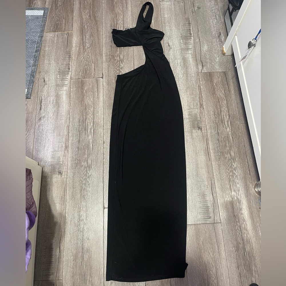 Black side cut dress